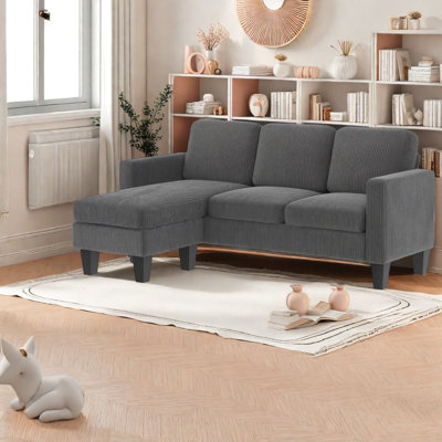 Canapé modulaire compact moderne en velours côtelé gris foncé