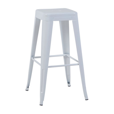 Tabouret à hauteur de comptoir de 30 pouces, ensemble de 4 tabourets de bar en métal sans dossier, non empilable, amovible et facile à assembler, conception peu encombrante pour îlot de cuisine / bar / café / salle à manger (blanc)