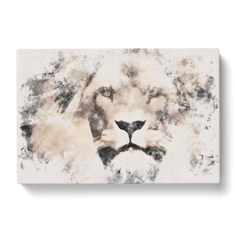 Lion Watercolour - Wrapped Canvas Print, 60cm H x 91cm W x 3cm D