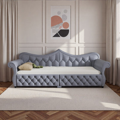 Upholstered Daybed With Led And Nail Head Decoration
