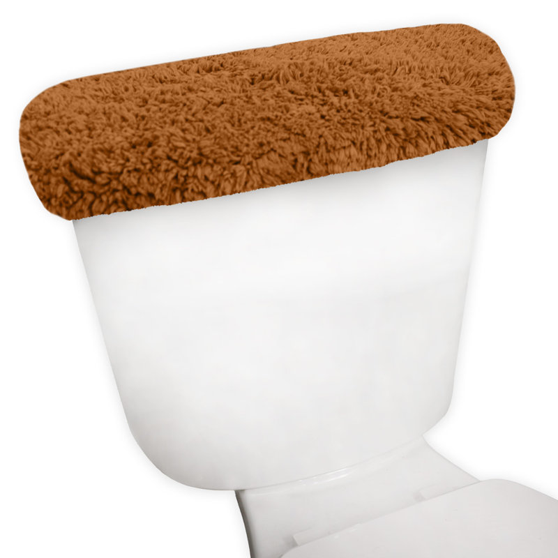 Couvercle de réservoir de toilette 100% coton en peluche avec ajustement élastique, décor décoratif doux pour salle de bain, 10 po x 22 po