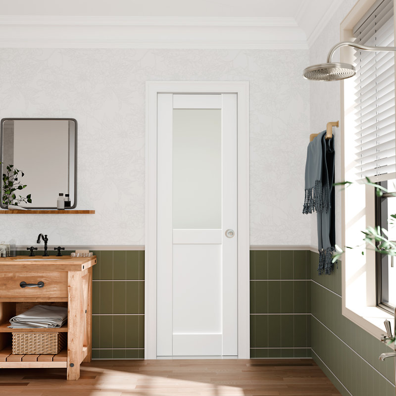 Mirror Surfaced Design - MDF Interior Slab Door Include Handle And Hardware Kit, 30" x 80"