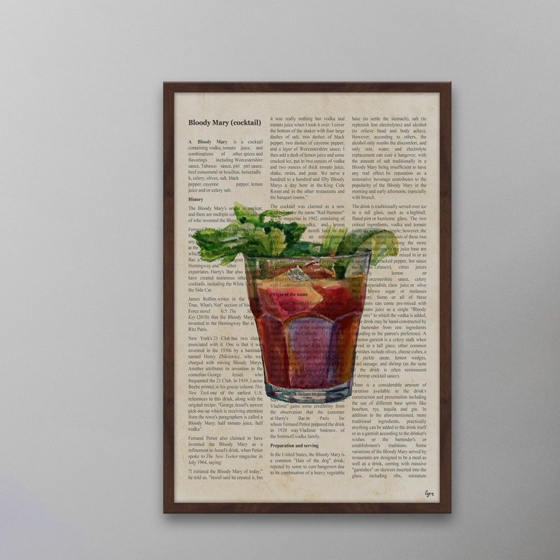 «Bloody Mary» par Eyre Tarney - reproduction de cadre photo, H 18 po x l 12 po x P 1,5 po