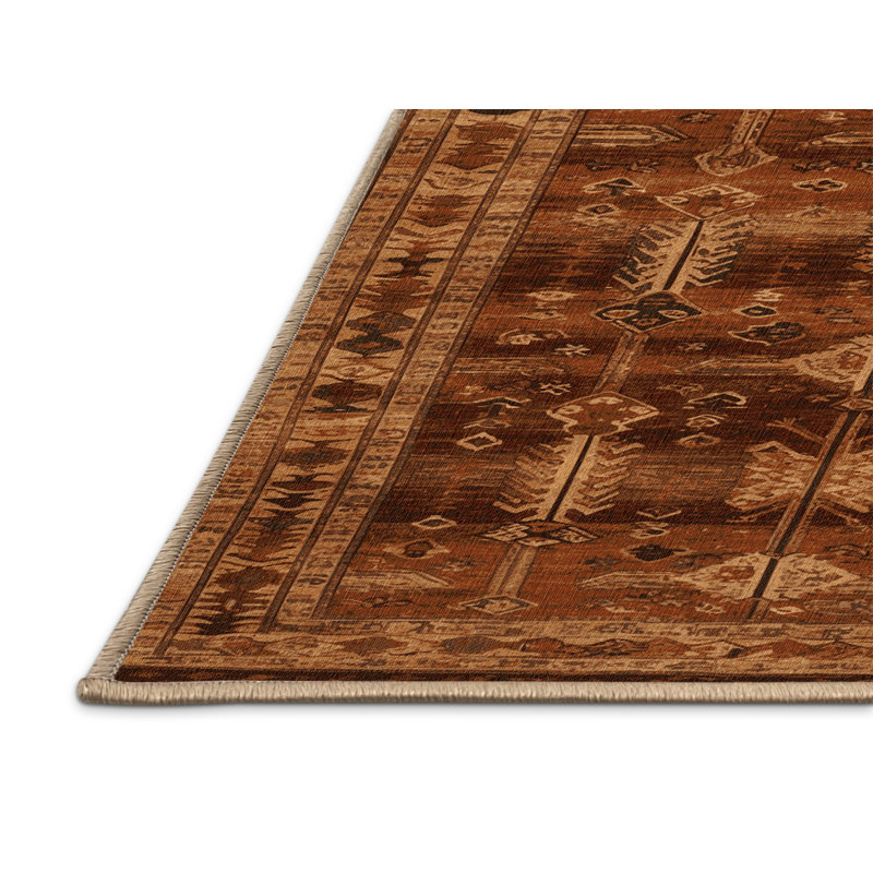 Tapis brun turc lavable à la machine, Carré 6 pi