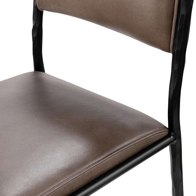 Kayne Leather Counter Stool, Sand, Black
