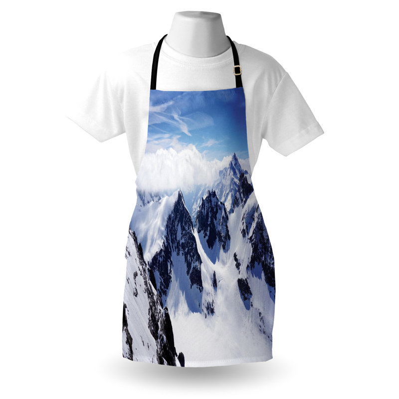 Tablier d'hiver East Urban Home unisexe, paysage de montagne, taille adulte, blanc bleu