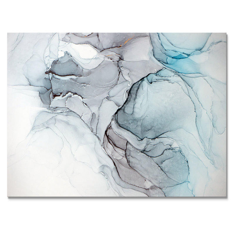 Luxry Blue and Grey Marble Art Ripples IV - Art mural moderne sur toile, H 30 po x l 40 po x P 1,5 po, Toile tendue
