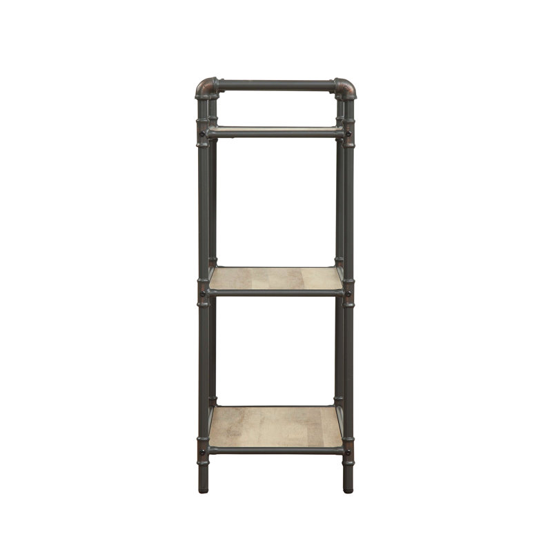 3 tablettes de rangement en chêne antique et gris sable Tablettes en métal. Pratique pour la maison. 26 po x 36 po 14 po. Tablette de 24 lb de couleur. Fabrication. Conservez vos articles. P 14 po