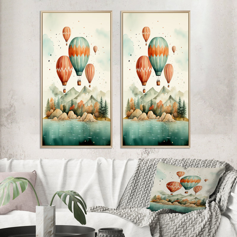 «Bouquet de fleurs en ballon» 2 pièces, H 40 po x l 40 po, Encadrement brun