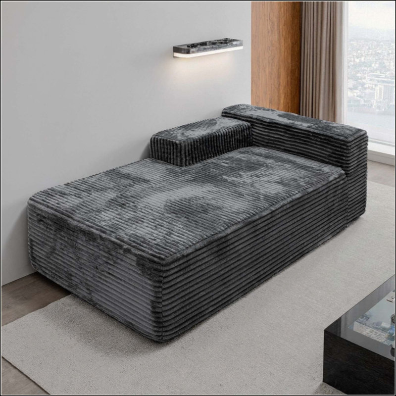 Canapé modulaire sans assemblage en velours côtelé moelleux et méridienne confortable sans assemblage, parfait pour les espaces de vie modernes.