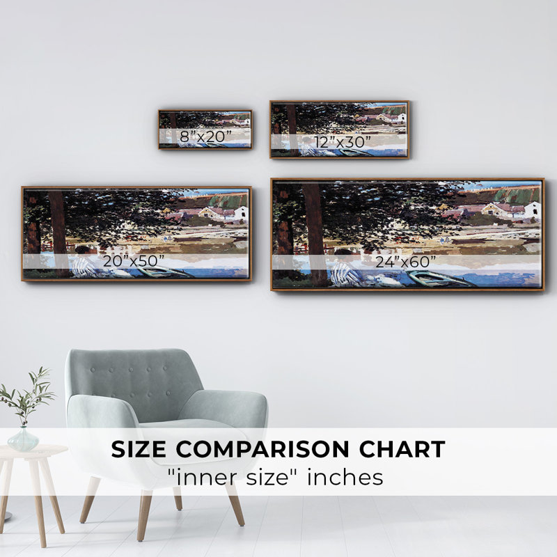 Monet, H 12 po x l 30 po x P 1,5 po, Toile encadrée noyer flottant