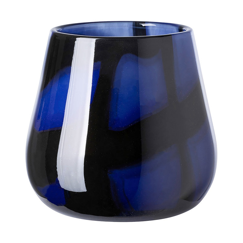 Vase en verre bleu Marly, H 6,69 po x l 7,48 po x P 7,48 po
