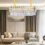 Lustre en cristal illumine une longue lampe rectangulaire avec cristaux goutte de pluie