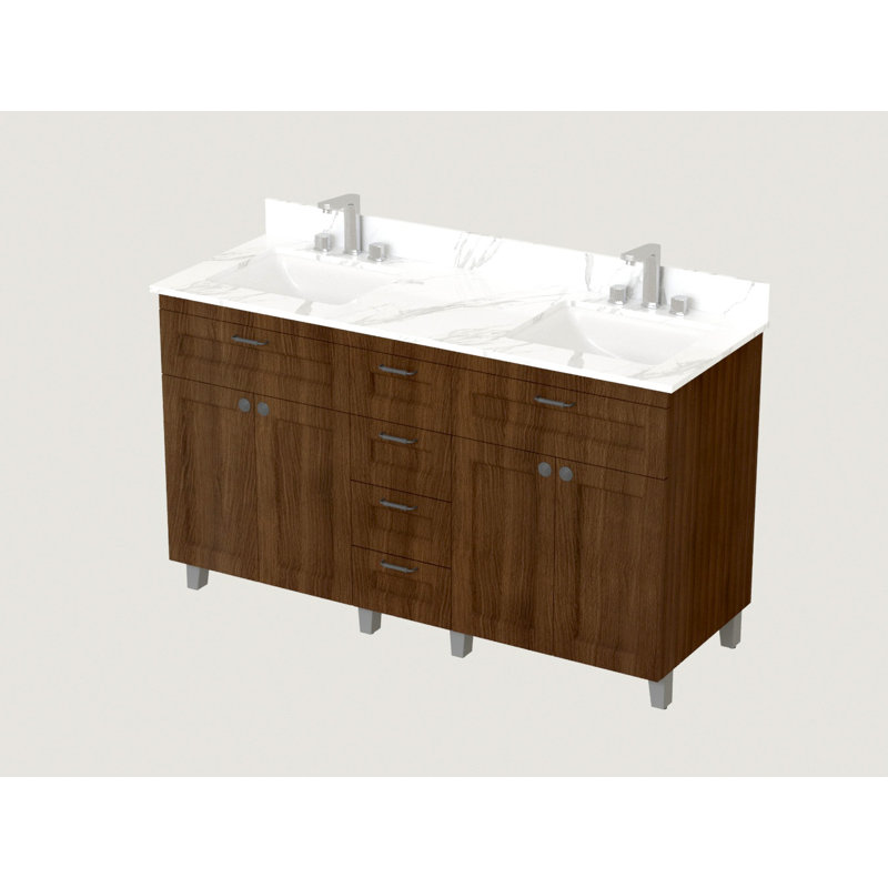 Ensemble de meuble-lavabo double 60 po Boughner, Espresso