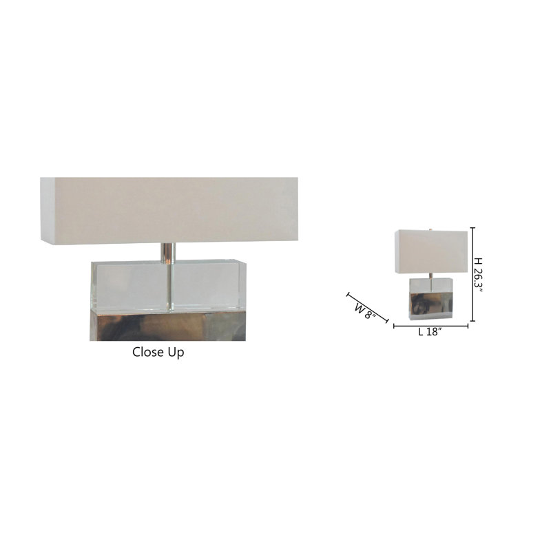 Transitional 1 Light Crystal Base Table Lamp, White
