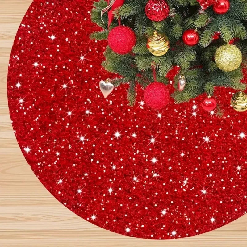 Jupe d'arbre de Noël 35 po Sequin, H 1 po x l 47 po x P 47 po, Rouge