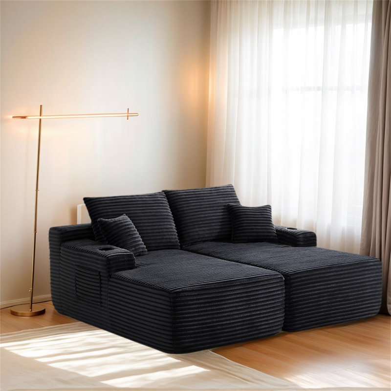 Canapé 69 po Cloud, Tissu noir