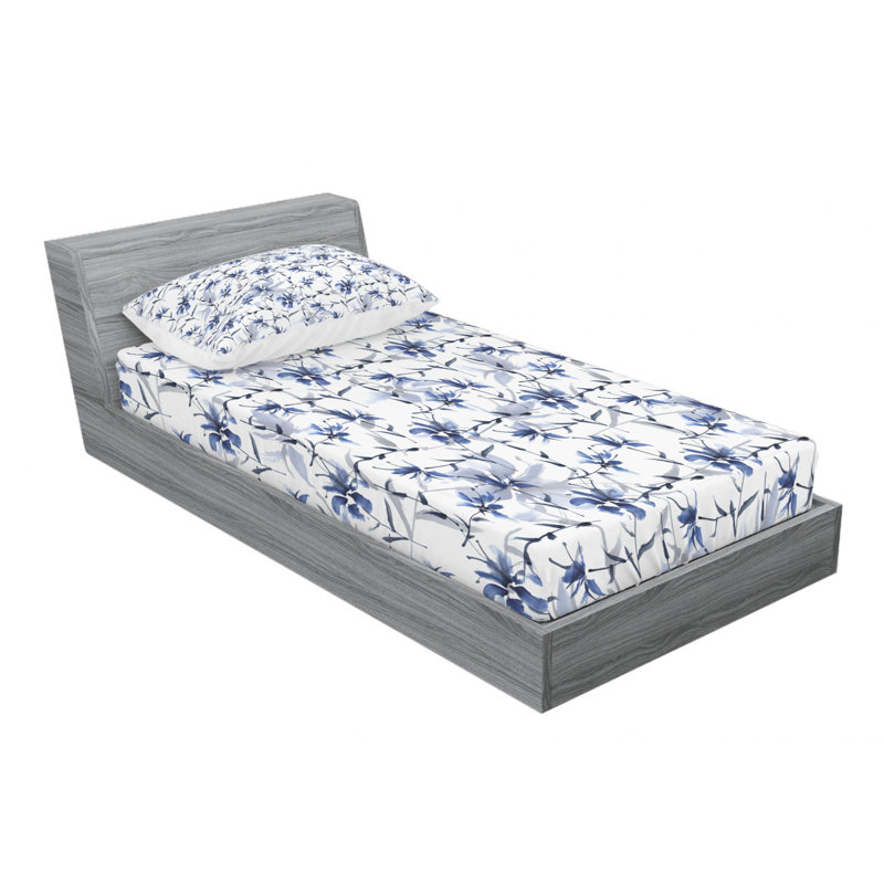 Microfiber Floral Sheet Set, Twin Sheet Set with Fitted Sheet