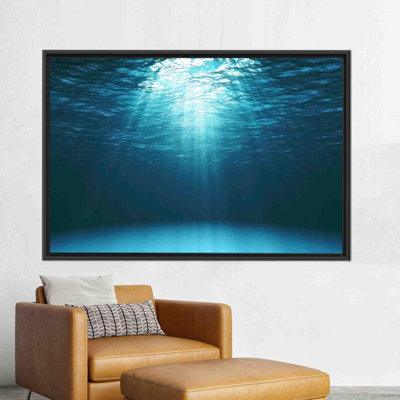 Undersea Sun Rays Landscape Canvas Artwork for Coastal Office Wall Decor