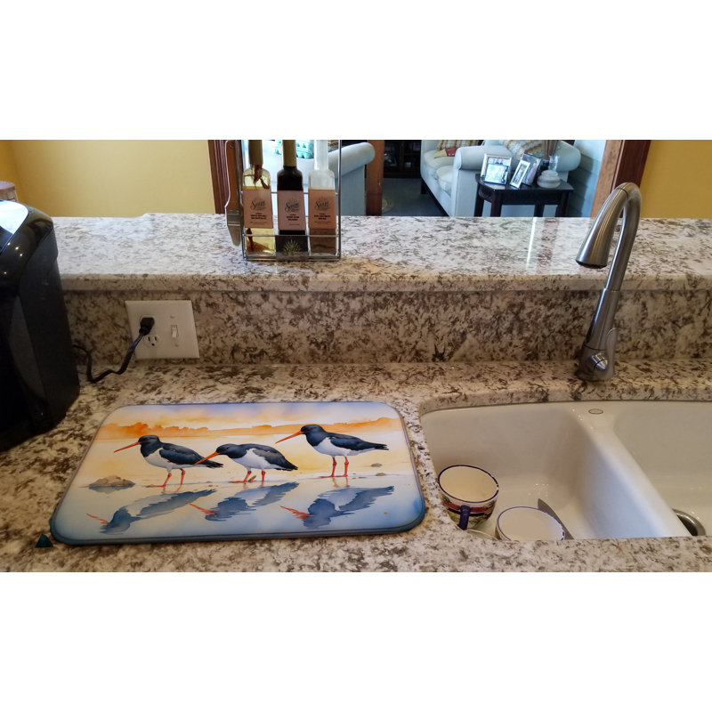 Oystercatchers Foraging Dish Drying Mat