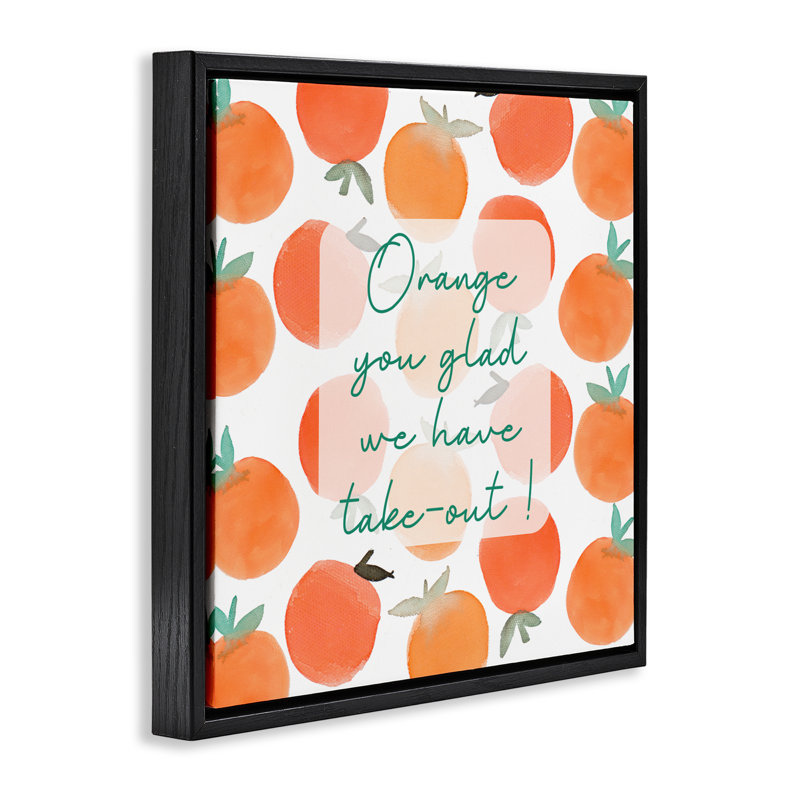 Cadre flottant orange «You Glad», conception par Emily Navas, Cadre flottant noir de jais, H 18 po x l 18 po