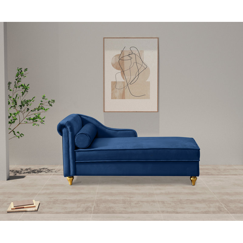 Chaise longue rembourrée Garrad, Bleu marine 