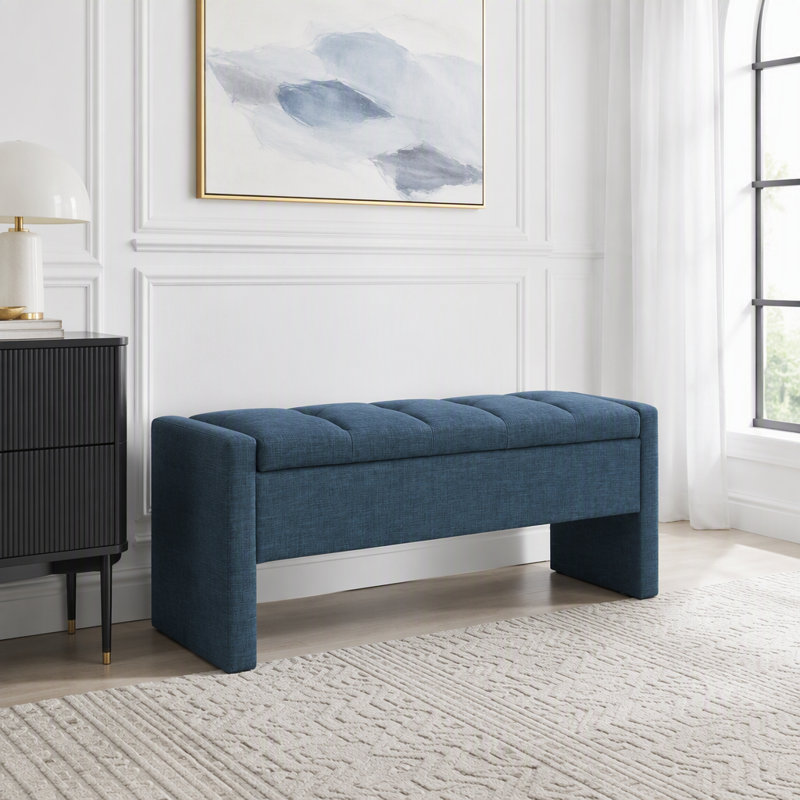 Banc de lit moderne avec rangement, Navy Blue