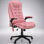 Fauteuil de bureau massant à dossier haut et vibrations, 6 points de vibration, revêtement en similicuir chauffant et inclinable, accoudoirs et télécommande, rose