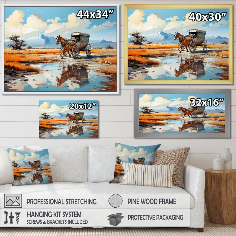 «Old Western Wagon In Nevada I», reproduction sur toile, Toile tendue, H 24 po x l 32 po