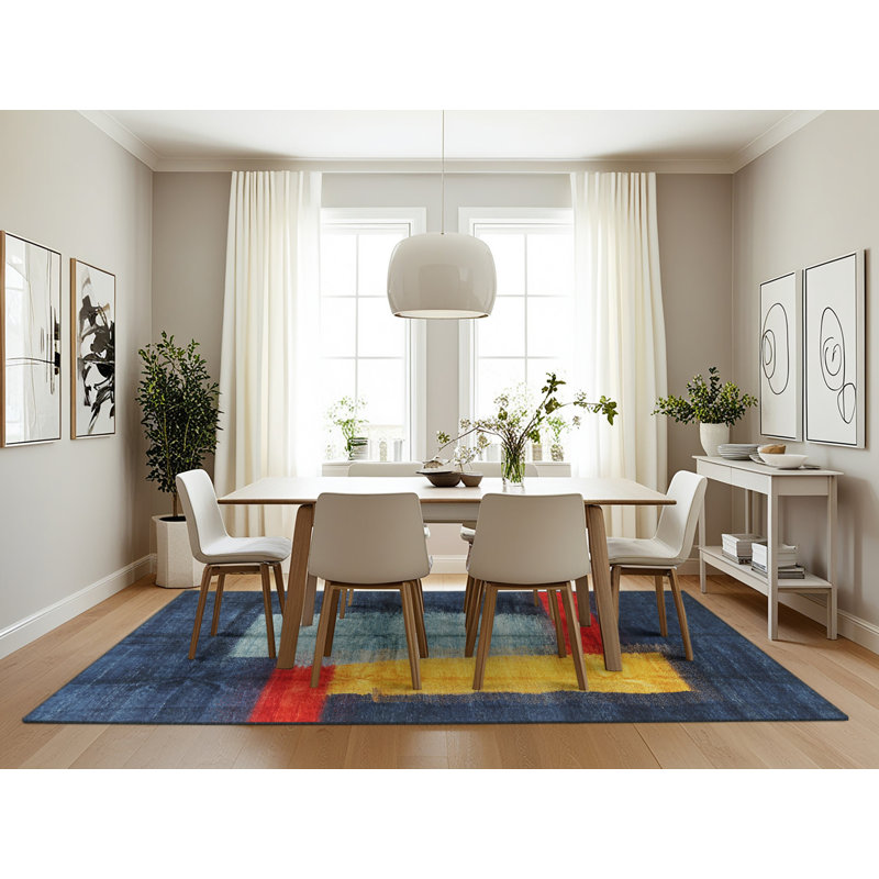 Tapis bleu / jaune / rouge Adalen, Rectangle 7 pi x 10 pi