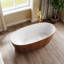 Baignoire de trempage autoportante à surface solide de 63 po - Extérieur blanc grain de bois avec appui-tête intégré