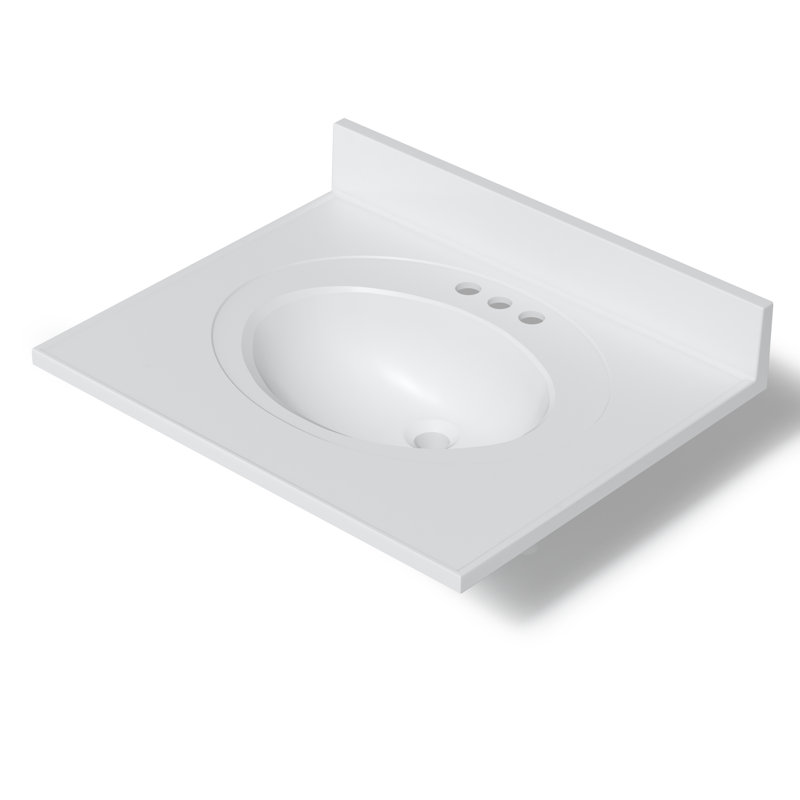 31-Inch White Engineered Stone Bathroom Vanity Top with Seamless Integrated Sink