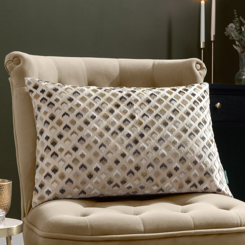 Pikus Geometric Rectangular Lumbar Cushion, Beige