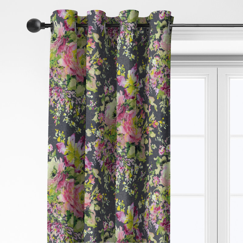 Panneaux de rideaux en lin gris anthracite à œillets Athena (comprend 2 panneaux) l 50 po x L 84 po (taille par panneau)