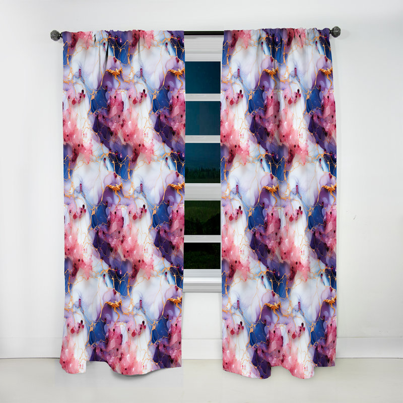 Fantaisie motif de marbre I - Rideau de marbre abstrait - Rideau de marbre obscurcissant - 1 panneaux, L 52 po x L 120 po