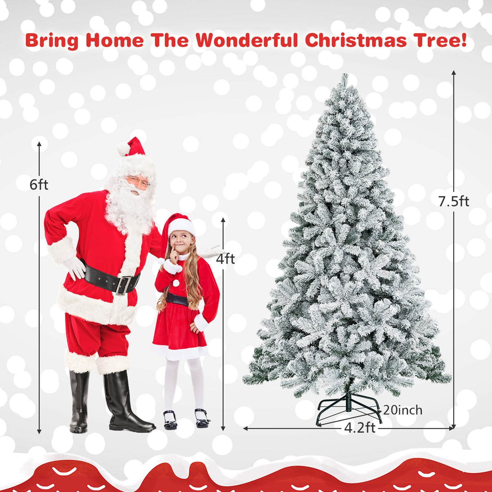 Frosted Pine Christmas Tree, 7.5'