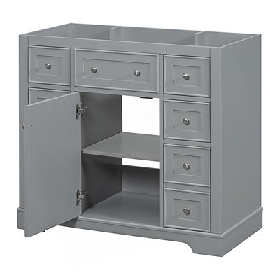 Modern Bathroom Vanity, One Storage Cabinet And Six Drawers