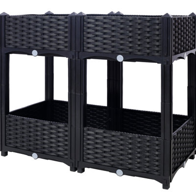 Outdoor Raised Garden Beds - 31.5"x15.7"x27.7" Black Polypropylene Drainage Enabled For Vegetable, Flower, Herb Planting Standing Bed System Hardy Growth