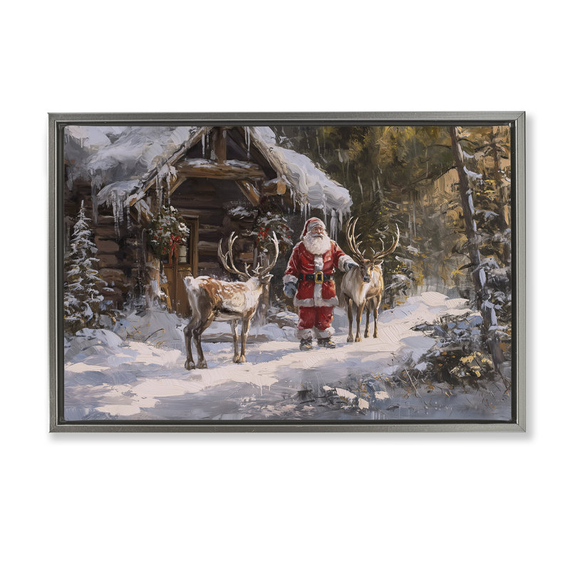 «Traditional Santa» par Cabin Canvas par Imagine It Images, Cadre flottant gris lustré, H 18 po x l 25 po