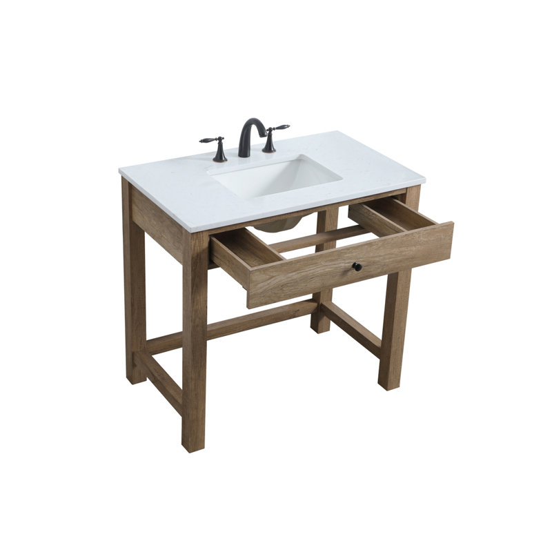 Hudson 36" Single Bathroom Vanity Set, Natural Oak