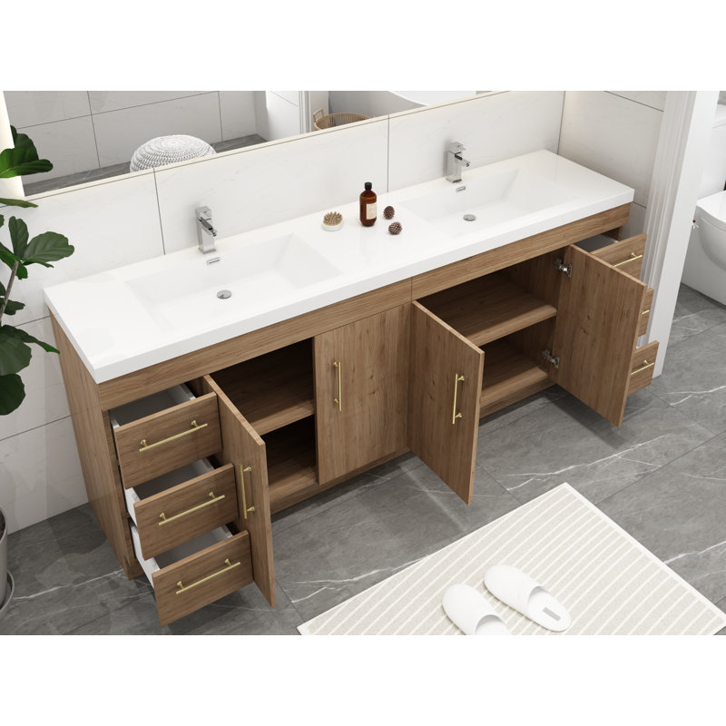 Ensemble de meuble-lavabo double 84 po Brower, Chêne naturel