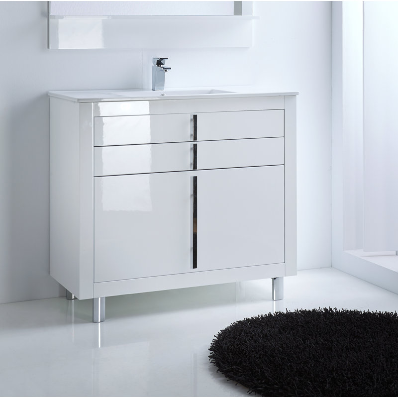 Raley 23.5'' Single Bathroom Vanity with Ceramic Top, White