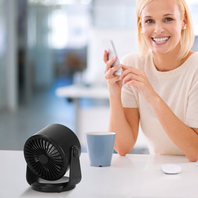 100-Speed Rechargeable Desk Fan – Battery Operated, Wall-Mountable, 120° Tilt