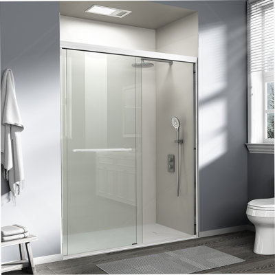 Double porte de douche coulissante, porte de salle de bain semi-sans cadre pour douche à l'italienne