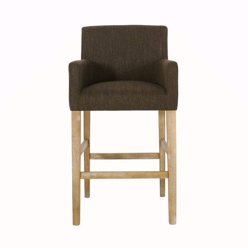 Tabouret de comptoir rembourré de 26 pouces, 1, Brun, Naturel