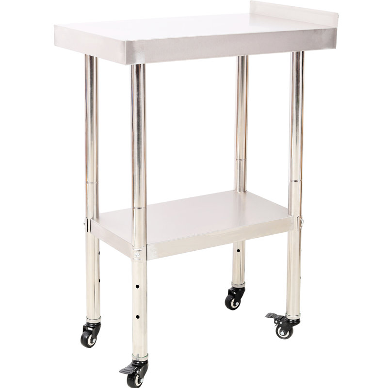 24 x 15 35-1 / 2 pouces, acier inoxydable, table de travail robuste, charge de 440 lb, 4, dosseret, tablette inférieure réglable, restaurant, hôtel, table de préparation en acier pour la lessive avec dosseret et pour la cuisine