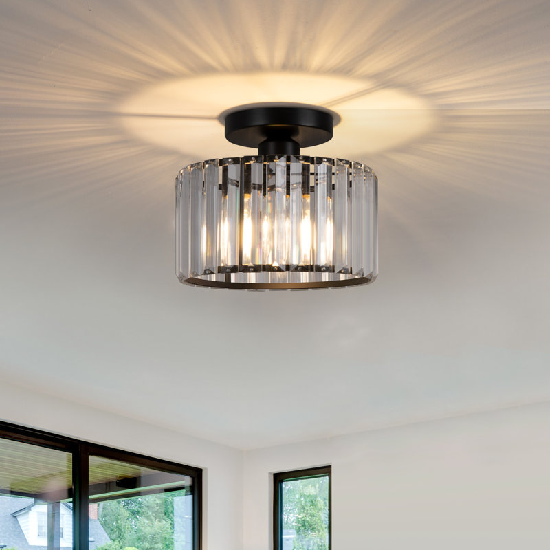 Lilyanka Crystal Semi Flush Mount, Black