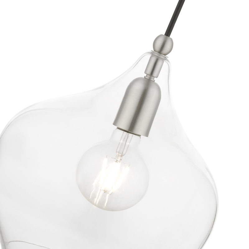 Luminaire suspendu géométrique à 1 lumière Donivin, Nickel brossé