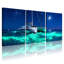 Nautique nuit océan Yacht étoiles lune vagues voilier ciel ensemble de 3 impressions d'art sur toile-1055672208