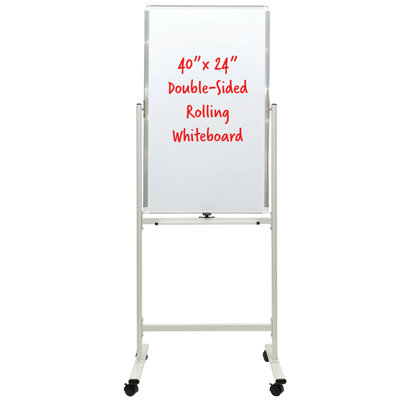 Tableau blanc double face avec support roulant Excello Global Products 40 po x 24 po